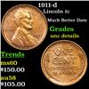 Image 1 : 1911-d Lincoln Cent 1c Grades Unc Details