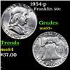 Image 1 : 1954-p Franklin Half Dollar 50c Grades Select+ Unc