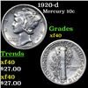 Image 1 : 1920-d Mercury Dime 10c Grades xf