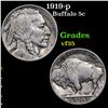 Image 1 : 1919-p Buffalo Nickel 5c Grades vf++