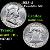 Image 1 : 1953-d Franklin Half Dollar 50c Grades Select Unc FBL