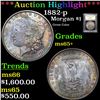 Image 1 : ***Auction Highlight*** 1882-p Morgan Dollar $1 Graded GEM+ Unc By USCG (fc)