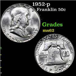 1952-p Franklin Half Dollar 50c Grades Select Unc