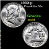 Image 1 : 1952-p Franklin Half Dollar 50c Grades Select Unc