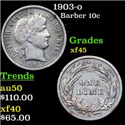 1903-o Barber Dime 10c Grades xf+