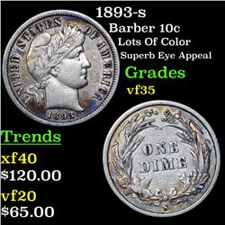 1893-s Barber Dime 10c Grades vf++