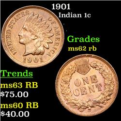 1901 Indian Cent 1c Grades Select Unc RB