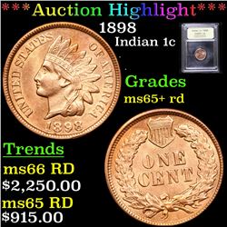 ***Auction Highlight*** 1898 Indian Cent 1c Graded Gem+ Unc RD By USCG (fc)