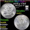 Image 1 : ***Auction Highlight*** 1878-p 7/8tf Morgan Dollar $1 Graded GEM+ Unc By USCG (fc)
