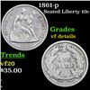 Image 1 : 1861-p Seated Liberty Dime 10c Grades vf details