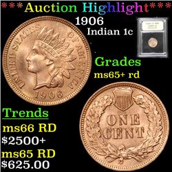 ***Auction Highlight*** 1906 Indian Cent 1c Graded Gem+ Unc RD By USCG (fc)