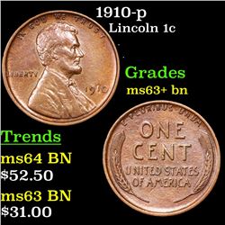 1910-p Lincoln Cent 1c Grades Select+ Unc BN