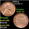 Image 1 : 1910-p Lincoln Cent 1c Grades Select+ Unc BN