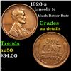1920-s Lincoln Cent 1c Grades AU Details