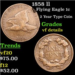 1858 ll Flying Eagle Cent 1c Grades vf details