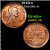 Image 1 : 1940-s Lincoln Cent 1c Grades Select+ Unc RB