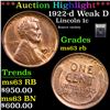 Image 1 : ***Auction Highlight*** 1922-d Weak D Lincoln Cent 1c Graded Select Unc RB By USCG (fc)