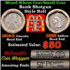 Image 1 : Mixed small cents 1c orig shotgun roll, 1916-d Wheat Cent, 1898 Indian Cent other end