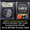 Image 1 : 2002-p Olympic Salt Lake Modern Commem Dollar $1 Grades GEM++ Proof Deep Cameo