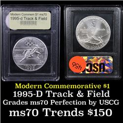 1995-d OlympicsTrack & Field Modern Commem Dollar $1 Grades ms70, Perfection