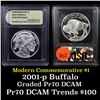 Image 1 : 2001-P Buffalo Modern Commem Dollar $1 Grades GEM++ Proof Deep Cameo