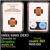 Image 1 : NGC 1995/1995 DDO Lincoln Cent 1c Graded ms65 rd By NGC