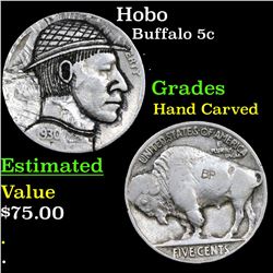 Hobo Buffalo Nickel 5c Grades Hand Carved