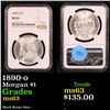 Image 1 : NGC 1890-o Morgan Dollar $1 Graded ms63 By NGC