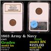 Image 1 : NGC 1863 Army & Navy Civil War Token 1c Graded ms62 bn By NGC