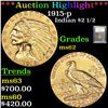 Image 1 : ***Auction Highlight*** 1915-p Gold Indian Quarter Eagle $2 1/2 Graded Select Unc By USCG (fc)