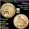 Image 1 : ***Auction Highlight*** 1926-p Gold Indian Quarter Eagle $2 1/2 Graded Select Unc By USCG (fc)