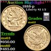 Image 1 : ***Auction Highlight*** 1888-p Gold Liberty Quarter Eagle $2 1/2 Graded Select Unc By USCG (fc)