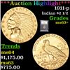 Image 1 : ***Auction Highlight*** 1911-p Gold Indian Quarter Eagle $2 1/2 Graded Select+ Unc By USCG (fc)