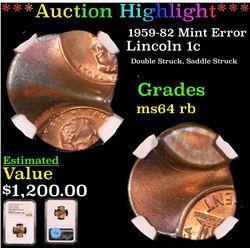 ***Auction Highlight*** NGC 1959-82 Mint Error Lincoln Cent 1c Graded ms64 rb By NGC (fc)