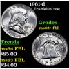 Image 1 : 1961-d Franklin Half Dollar 50c Grades Select Unc+ FBL