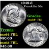 Image 1 : 1948-d Franklin Half Dollar 50c Grades Select Unc+ FBL