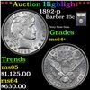 Image 1 : ***Auction Highlight*** 1892-p Barber Quarter 25c Graded Choice+ Unc By USCG (fc)