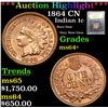 Image 1 : ***Auction Highlight*** 1864 CN Indian Cent 1c Graded Choice+ Unc By USCG (fc)