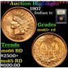 Image 1 : ***Auction Highlight*** 1907 Indian Cent 1c Graded Gem+ Unc RD By USCG (fc)