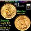 Image 1 : ***Auction Highlight*** 1903 Indian Cent 1c Graded Gem+ Unc RD By USCG (fc)