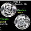 Image 1 : 1957-p Franklin Half Dollar 50c Grades Select+ Unc