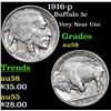 Image 1 : 1916-p Buffalo Nickel 5c Grades Choice AU/BU Slider