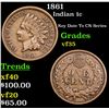 Image 1 : 1861 Indian Cent 1c Grades vf++
