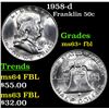 Image 1 : 1958-d Franklin Half Dollar 50c Grades Select Unc+ FBL