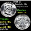 Image 1 : 1958-d Franklin Half Dollar 50c Grades Choice Unc+ FBL