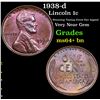 Image 1 : 1938-d Lincoln Cent 1c Grades Choice+ Unc BN