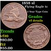 Image 1 : 1858 sl Flying Eagle Cent 1c Grades vf details