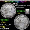 Image 1 : ***Auction Highlight*** 1806 Draped Bust Half Dollar 50c Graded vf++ By USCG (fc)