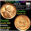 Image 1 : ***Auction Highlight*** 1917-d Lincoln Cent 1c Graded Gem+ Unc RD By USCG (fc)