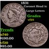 Image 1 : 1831 Coronet Head Large Cent 1c Grades vf+